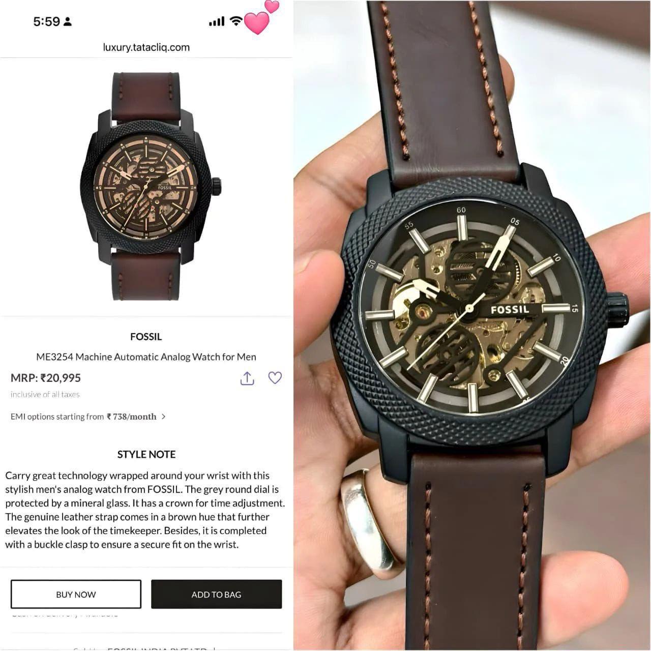 Rugged Black & Brown Leather Watch