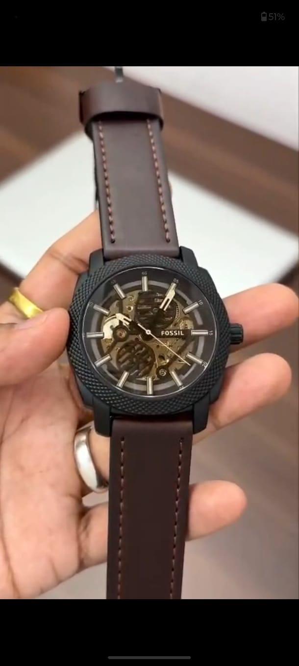 Rugged Black & Brown Leather Watch